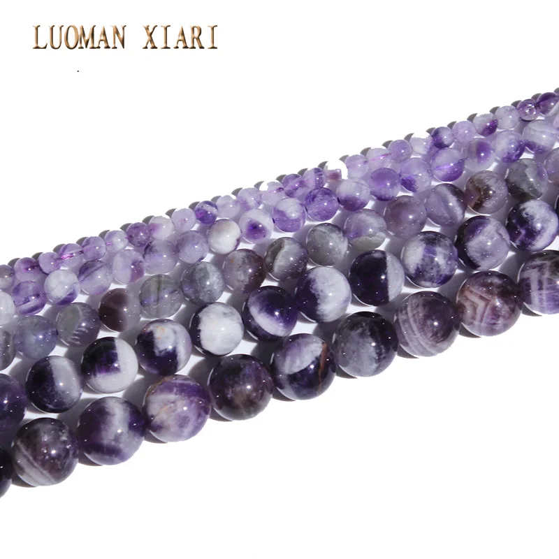 LUOMAN XIARI AAA+ Round Natural  Amethyst Stone Beads For Jewelry Making DIY Bracelet Necklace Material 4/ 6/8/10mm Strand 15''