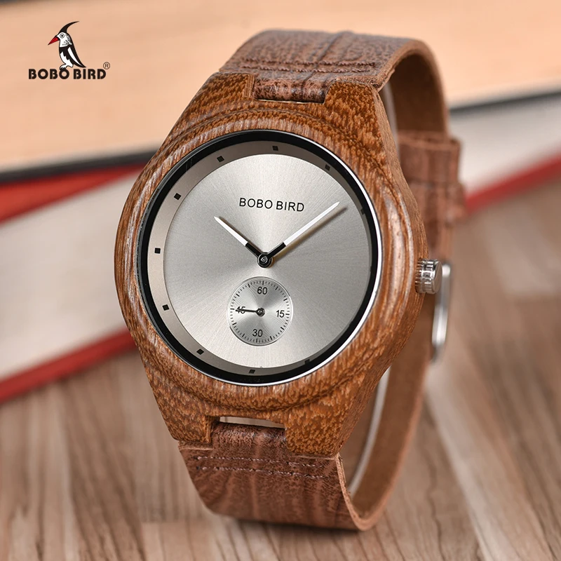 BOBO BIRD Wooden Watches Men Women Timepieces Luxury Leather Strap Quartz Watch in Wooden Box relogio masculino Customized Watch