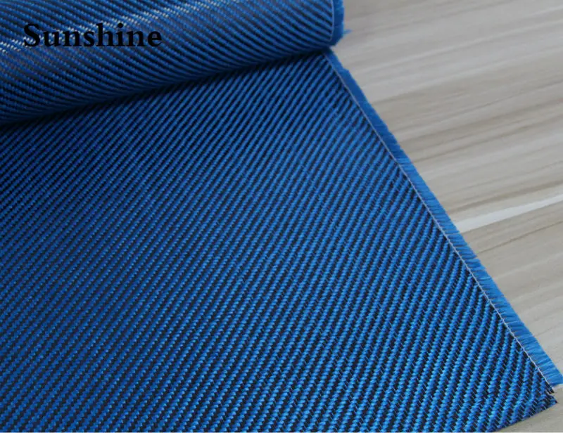 190gsm Blue  Twill Carbon Aramid Fiber Hybrid Fabric For Sport Products New-materials 3k Carbon Fiber Cloth Aramid Fiber