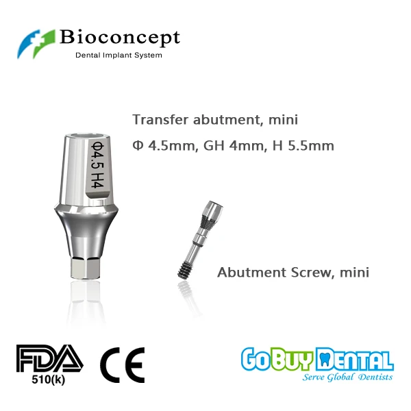 

Bioconcept BV Hex Mini transfer abutment φ4.5mm, GH 4mm, H 5.5mm (331040)