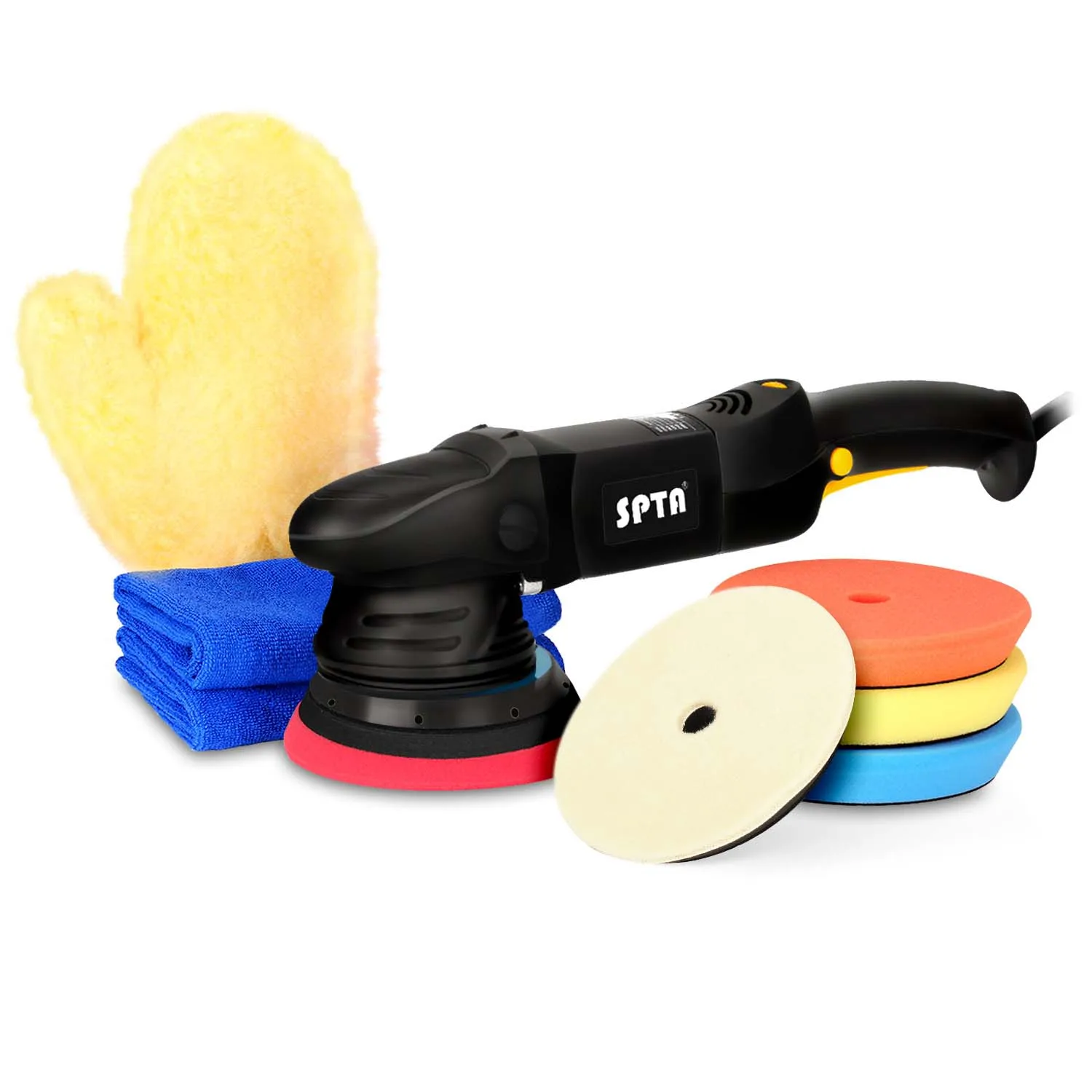 5Inch 125mm 15mm Dual action polisher DA Polisher Car Polisher &ampamp Polishing Pads Microfiber Towel Glove Set For Auto Poli