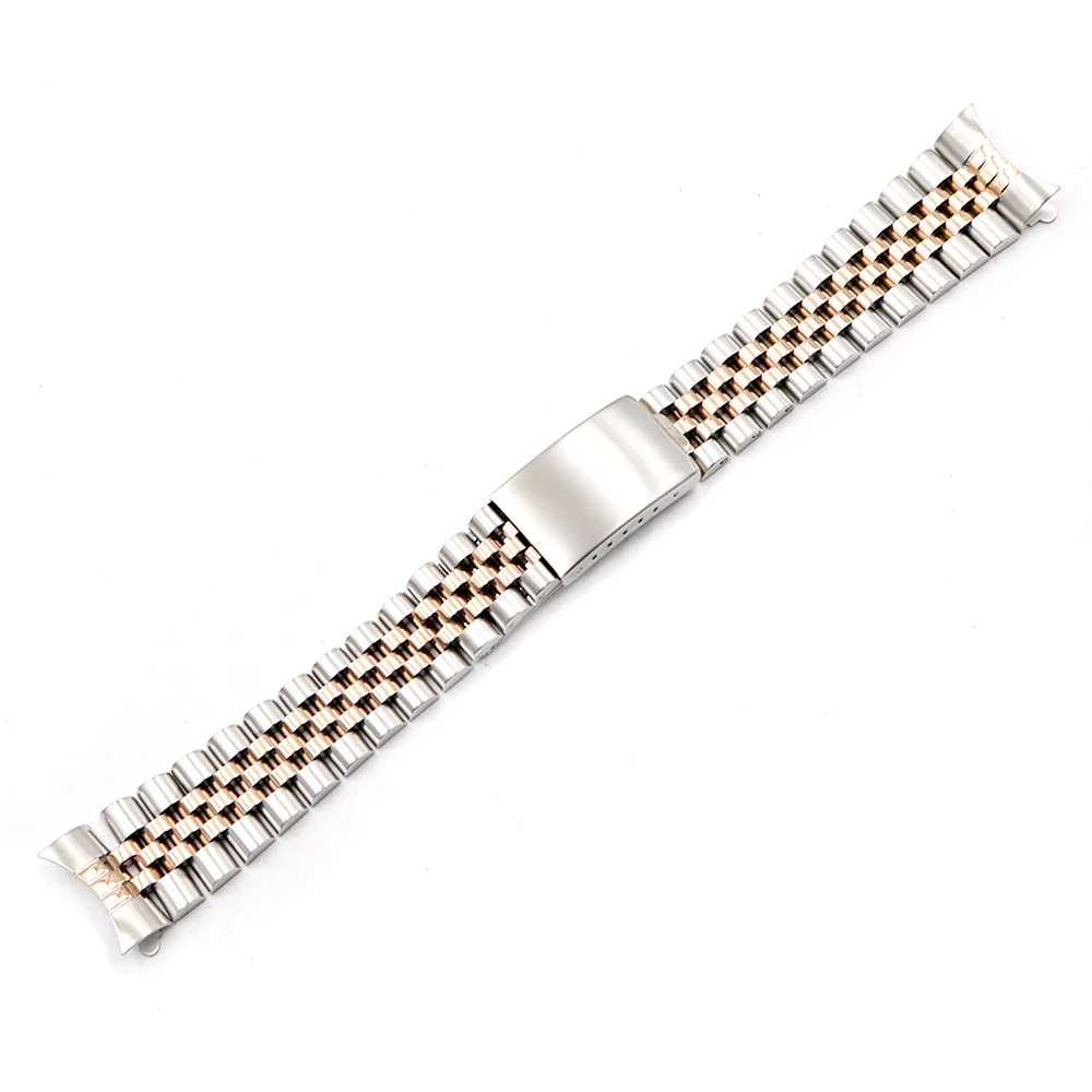 CARLYWET 19 20 22mm Two Tone Hollow Curved End Solid Screw Links Replacement Watch Band Strap Old Style Jubilee Bracelet