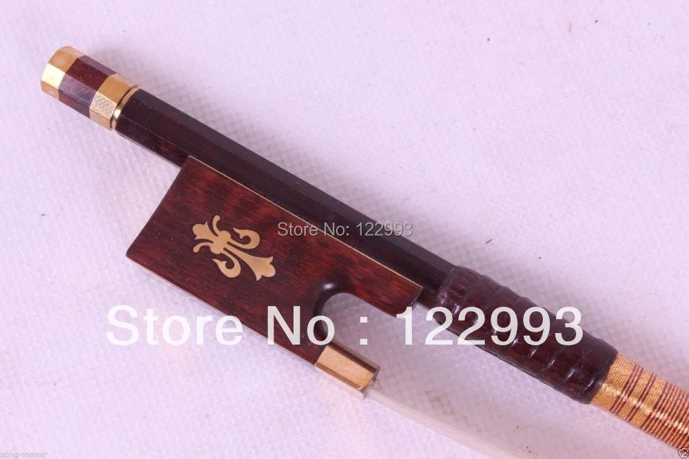 New 4/4 Snake Wood Violin Bow Straight Pretty inlay High Quality