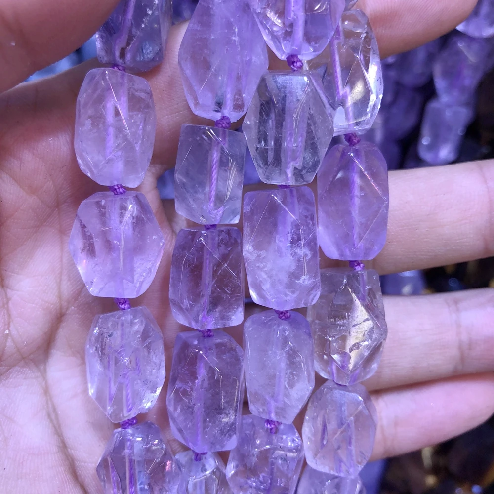 Wholesale 2strings Natural Lavender Amethyst Gem Stone Faceted Nugget Beads,Genuine Gem Jewelry Making Beads,15.5