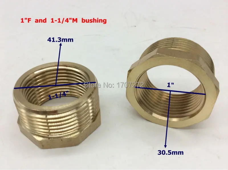 

Free Shipping 1'' female x 1-1/4"male Brass Pipe Reducing Hex Bushing Fitting Coupler, copper bushing, brass fitting,