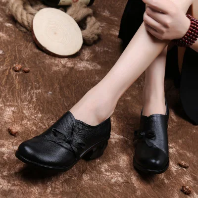 GKTINOO Spring Autumn Fashion Loafers 100% Genuine Leather Single Shoes Soft Casual Flat Shoes Women Flats mother shoes 35-40