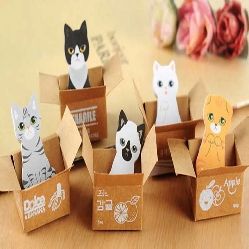 

JB92 Korean Carton carton kawaii cute cat Small notes this N posted note scrapbooking cat dog Box Stickers Office supplies memo