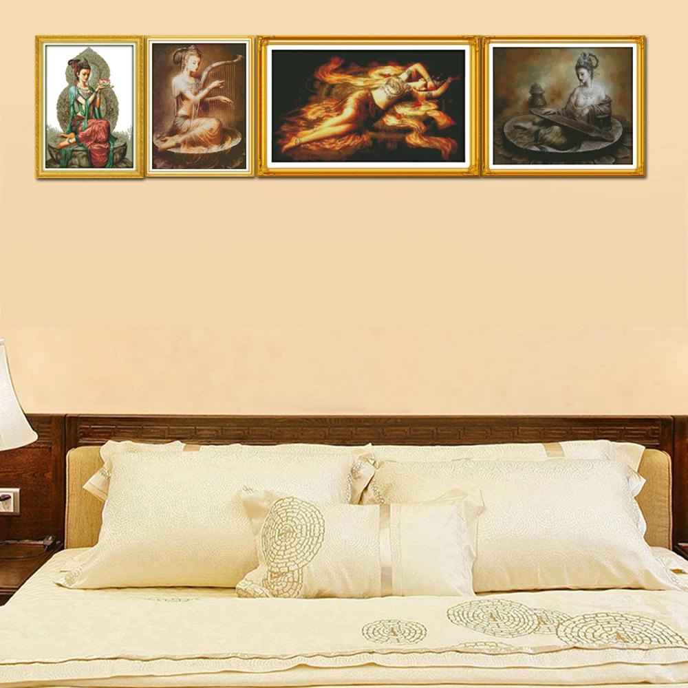 

Joy Sunday Dunhuang Beauty Home Decoration, Counted and Stamped Figures, Cross Stitch Kit, R479, R538, R539, R681, 14CT, 11CT