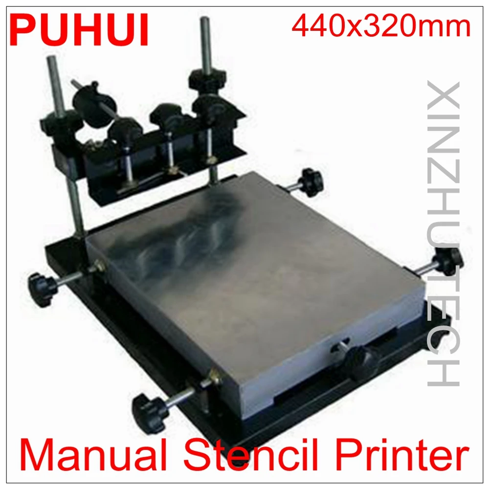 Original PUHUI Simple Manual Stencil Silk Printing Machine Manual Solder Paste Printer 440x320mm Size Printer Printer Tool