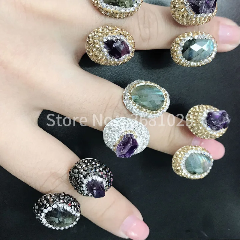 

New pure natural flash stone opening adjustable ring super flash exquisite jewelry