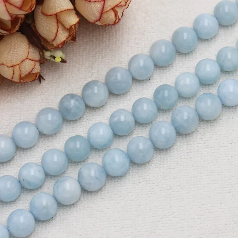 

Wholesale Natural Aquamarines Round Beads 15"100% Natural Stone Guarantee,For DIY Jewelry Making !wholesale for all items!