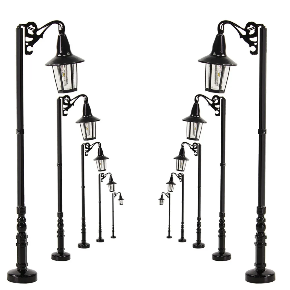 

Evemodel 10pcs HO Scale Lamp Post Single Head 83mm 1:87 Street Lights Model Railway Train LEDs Miniature LQS75HO