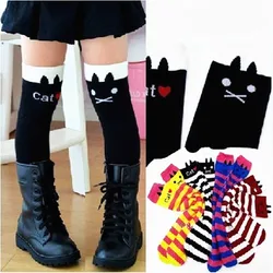 Girls Kids Knee High Socks Cotton Children Tube Stripe Socks Girls Animal Boot Socks for Kids Leg Warmer Long Cute Cat Brand
