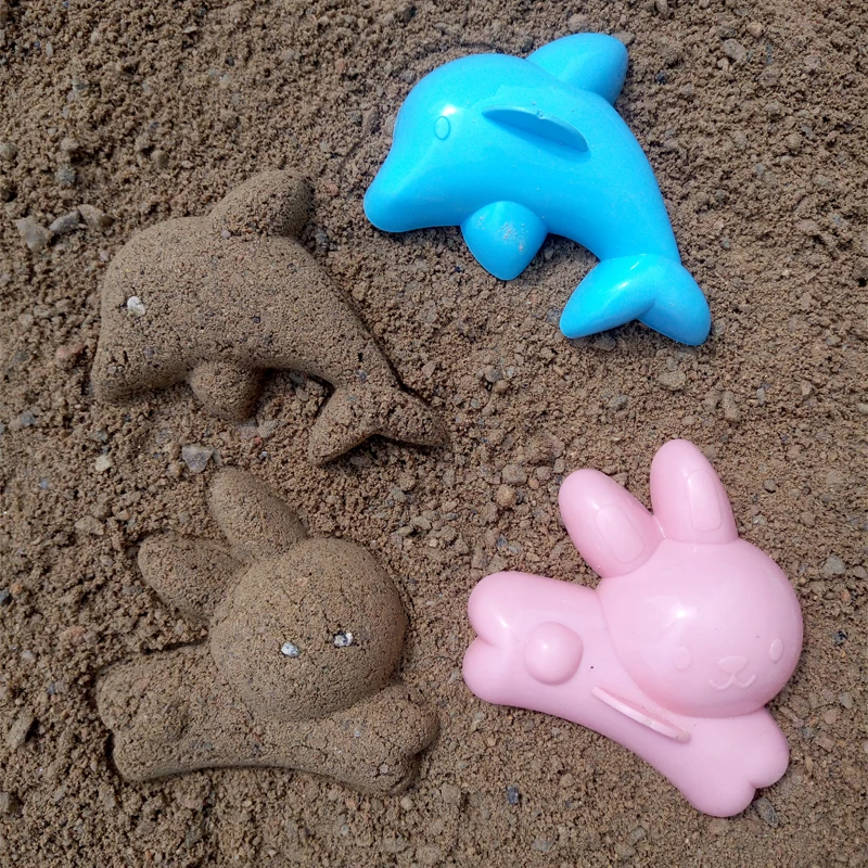 

4 PCS Cute Summer Clay Beach Tools Toys Dolphin Rabbit Pumpkin Prototype Model Toys Kids Baby Super Light Clay Mould Rice Model