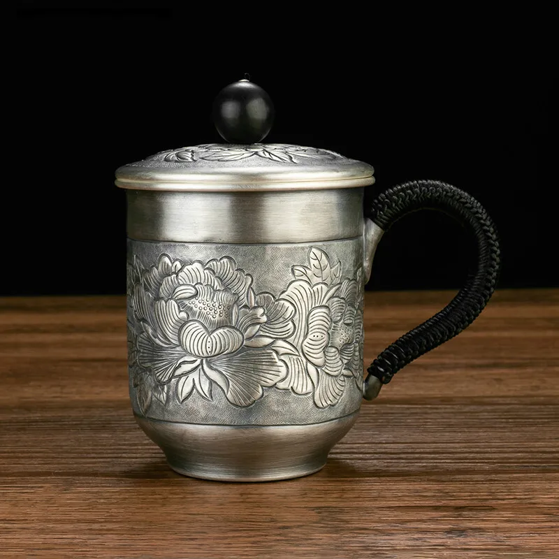 High grade 999Silver made Tea cup Kung Fu Tea gift for family and friends kitchen office tea set