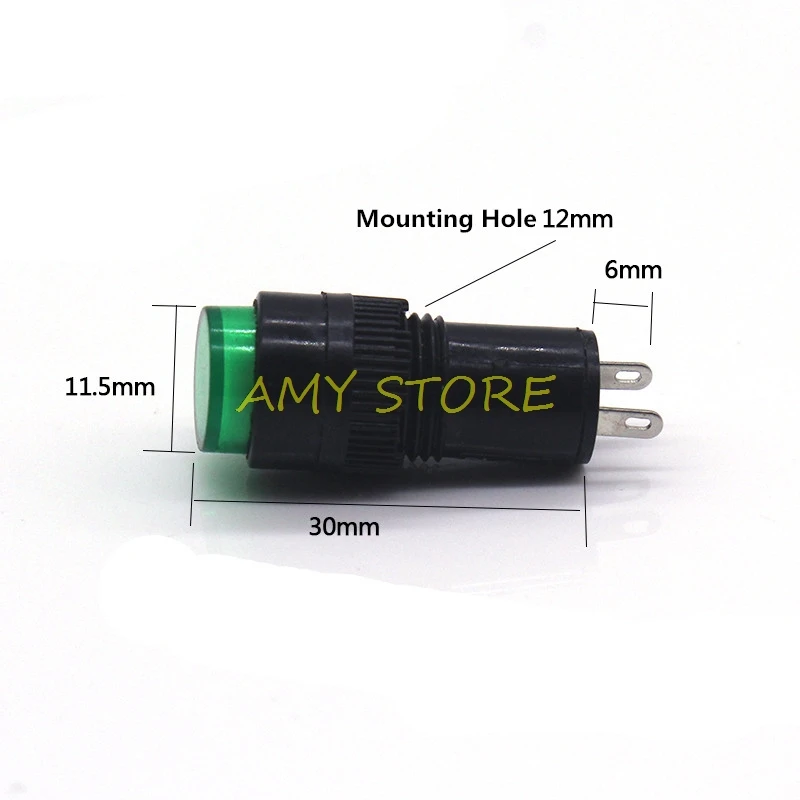 10 шт. NXD-212 2-контактный КРАСНЫЙ ЗЕЛЕНЫЙ ЖЕЛТЫЙ СИНИЙ БЕЛЫЙ 12 мм Монтажный мини-индикатор Пилотная сигнальная лампа DC12V DC24V AC220V 380V
