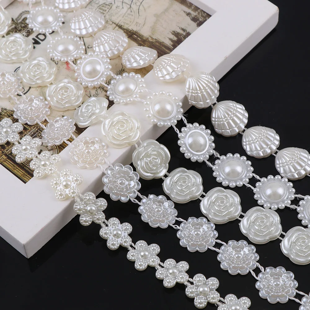 ABS Beads Imitation  Flower/Round/star Pearl Chain Trim for DIY Wedding Party Decoration & Jewelry Findings Craft Accessory