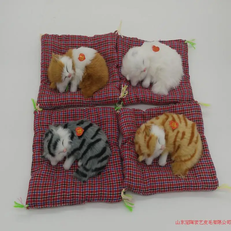 new simulation sleeping cat plastic&fur cat model on a mat gift about 18x17cm a18