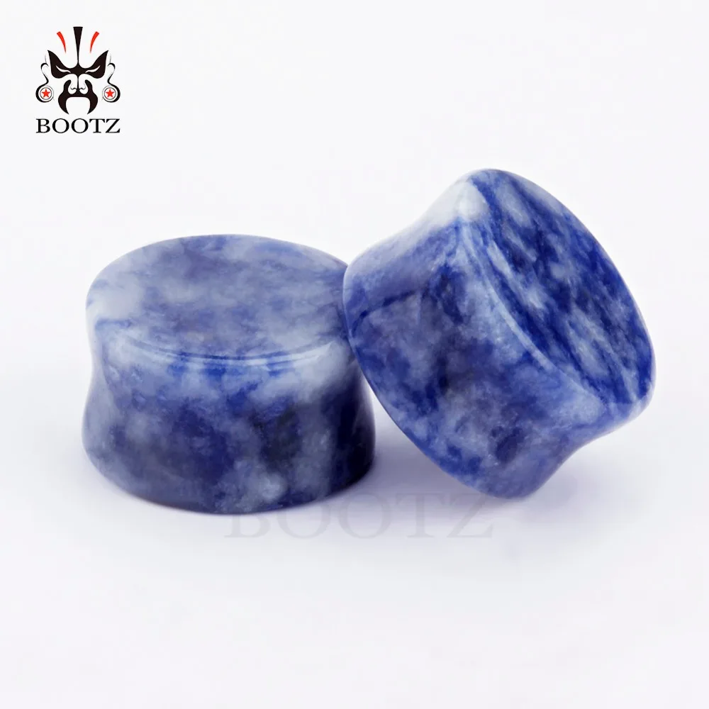 Wholesale Price Beautiful White Dot Blue Stone Ear Plugs Tunnels Gauges Expanders Piercing Body Jewelry Earring Stretchers 36PCS