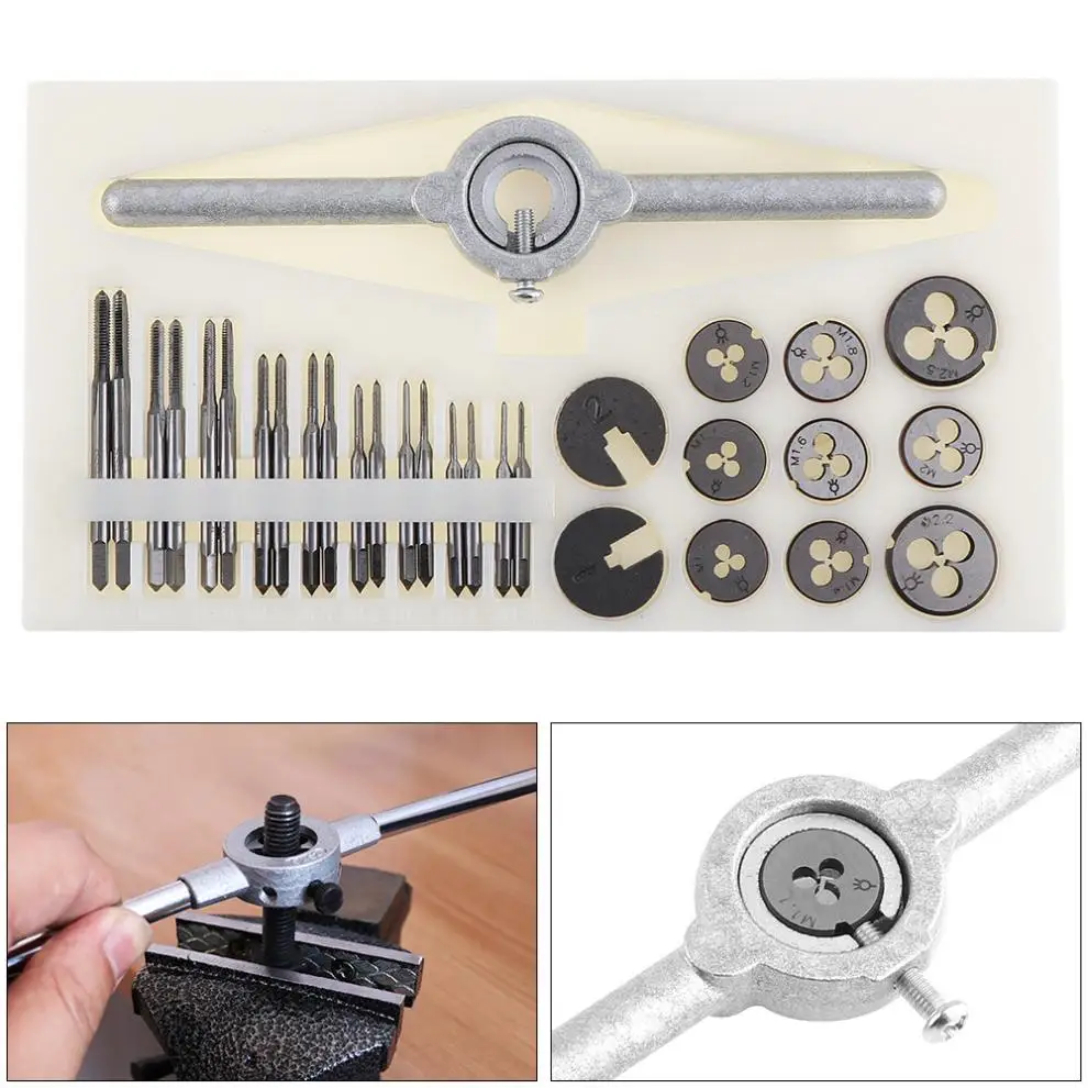 30pcs/lot precise Metric NC Screw Tap & Die External Thread Cutting Tapping Hand Tool Kit with HSS Screw Plugs Taps