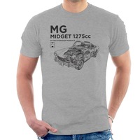 British Classic Car Mg Midget 1275Cc Black Men'S T-Shirt 100% Cotton Short Sleeve  O-Neck Summer Cool Tees