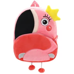 Cartoon Pink Flamingo School Backpacks Soft Plush Pouch For Toddler Baby Girls Boy Kindergarten Kids School Bags Mochila Escolar