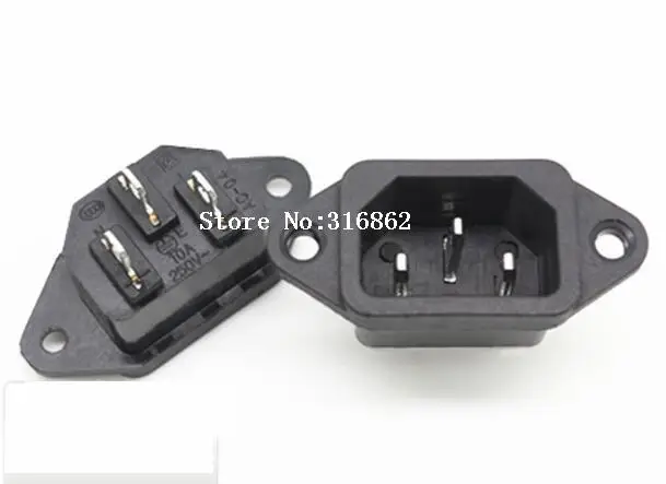 

3Pins Male Plug Panel Power Inlet Sockets Connectors AC 250V 10A AC-04 AC Power Socket
