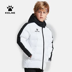 KELME Kids Cotton Clothing Winter Long Jacket Sports Hooded Outwear Baby Children Windproof  Warm Outdoor Cotton Coat 3883405