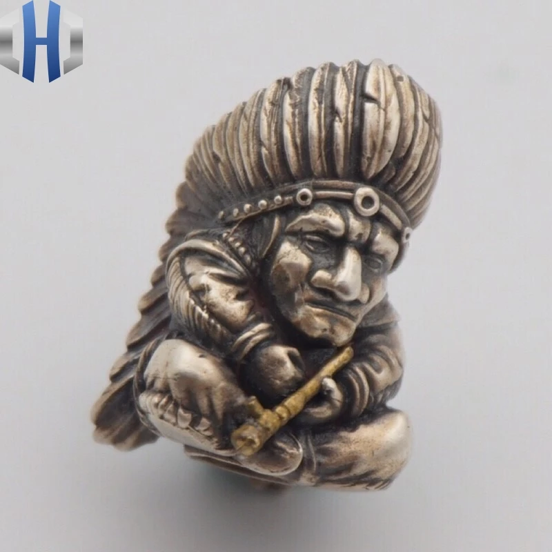 Brass Indian Knife Pendant Copper Indian Chief Knife Paracord Beads Parachute Drop Pendant EDC Pendant Bracelet Accessories