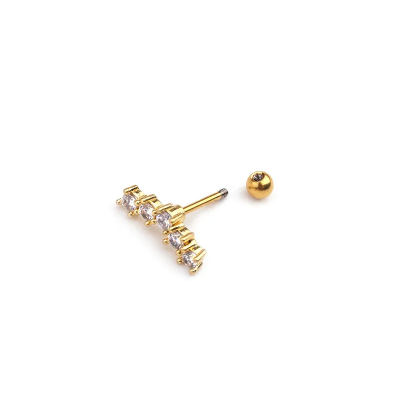 1Pc Flower Moon Long Cz Ear Studs Helix Piercing Cartilage Earring Conch Rook Tragus Stud Ear Piercing Jewelry women accessories