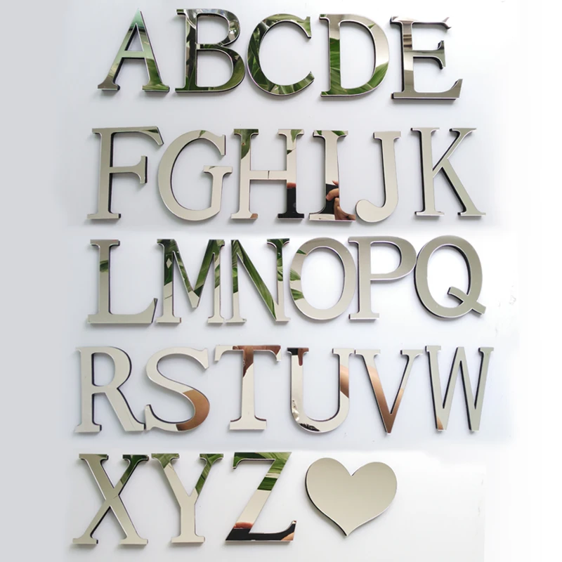 New Acrylic Mirror 3D DIY wall stickers stickers English letters home decoration creative personality Special Holiday wedding