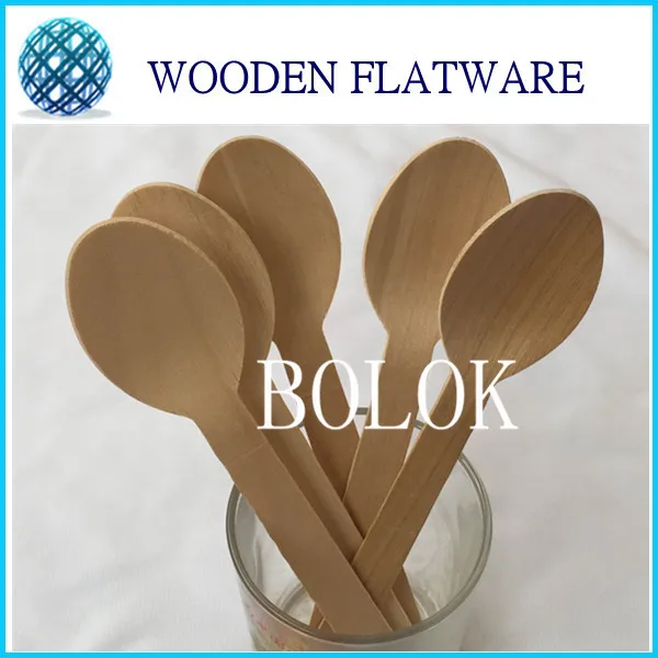 500pcs Eco-Friendly Disposable Wooden spoon 100 / Pack 165mm(16.5cm) Flatware cutlery birch wood dessert