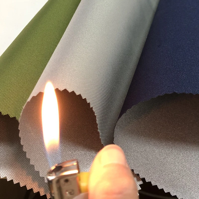 Size 1*1.5 Meter 600D DTY Yarn Silver Coating Fireproof Uv Silver Flame Retardant oxford fabric