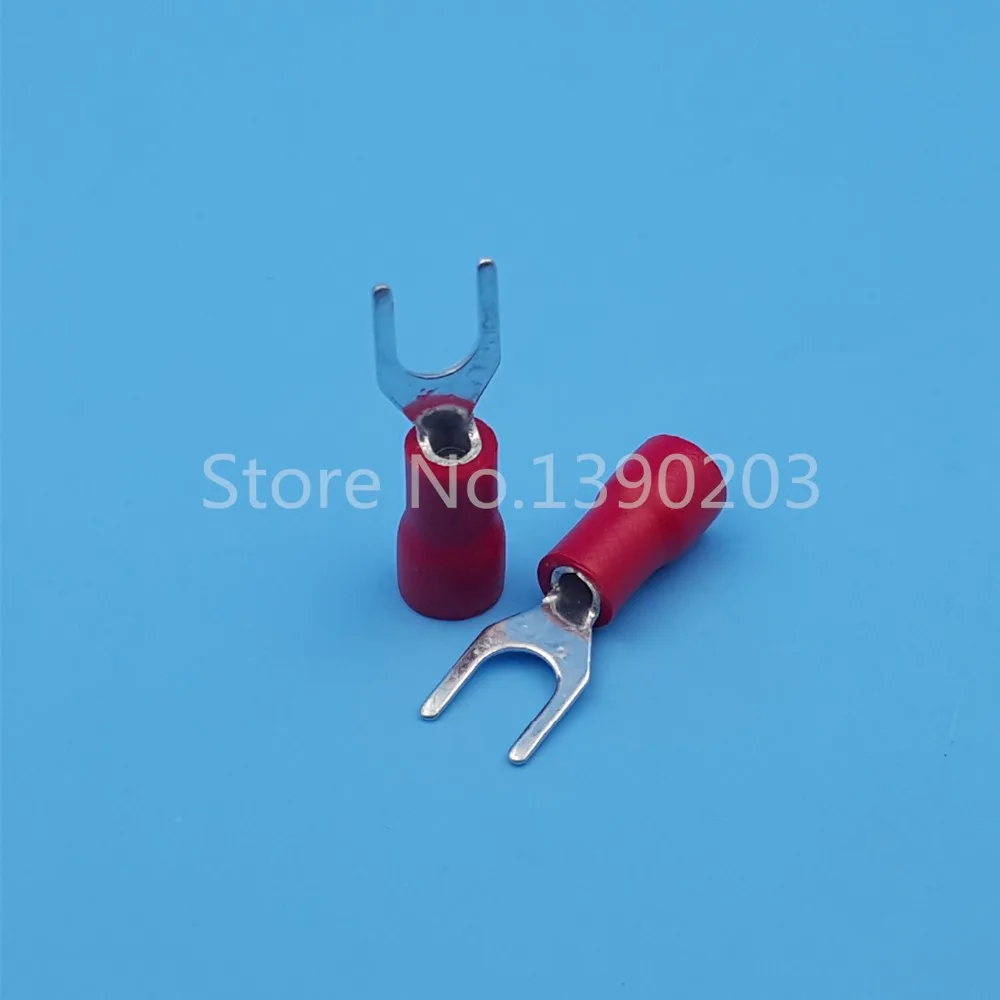1000Pcs Rode SV1.25-4 Gevorkt Pre-Isolerende Vork Spade 22-16AWG Draad Crimp Terminals Connector