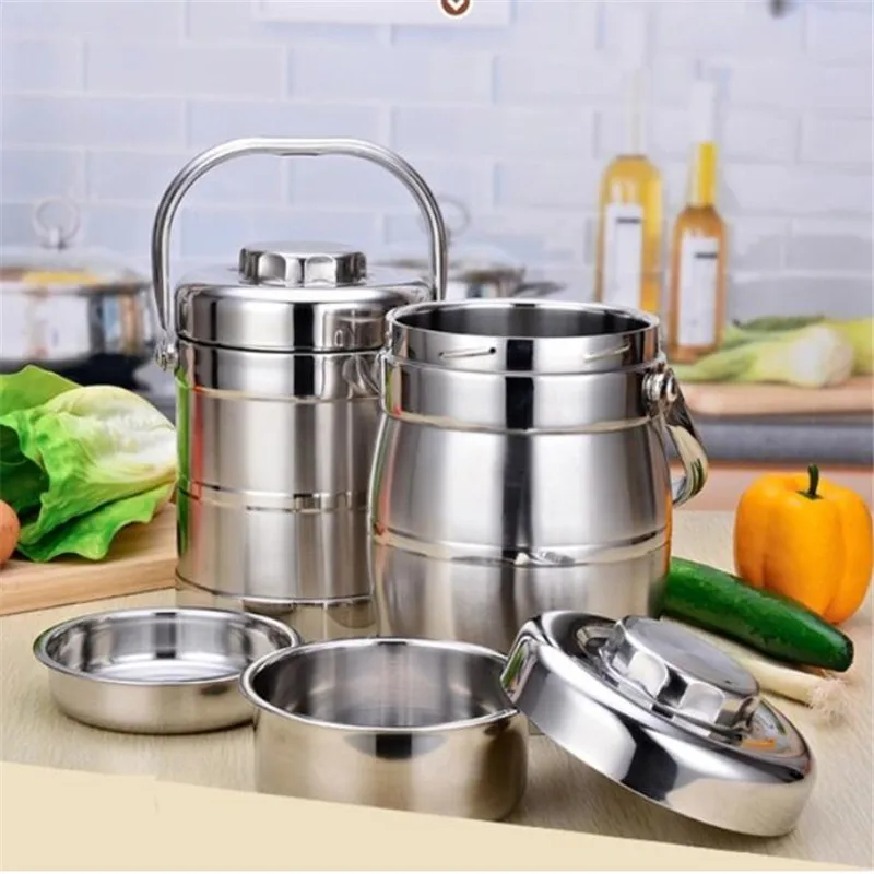 

Portable 3 Layer Double Layer Stainless Steel Thermal Lunch Boxs Thermal Bento Box Leak-Proof Seal Vacuum Pot Food Container