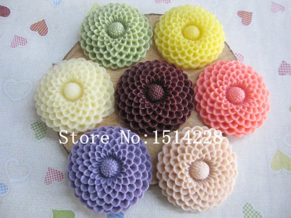 

Free shipping! ( 35mm)Round lovely resin flower. Resin Flatback Cabochon for jewelry accessory, DIY.