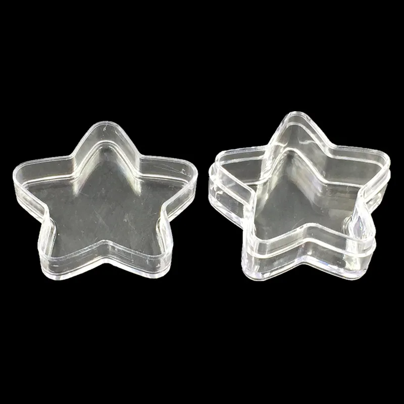 12Pcs Small Clear Acrylic Star Pentacle Storage Boxes Display Container Jewelry Carrying Case 35x35x16mm