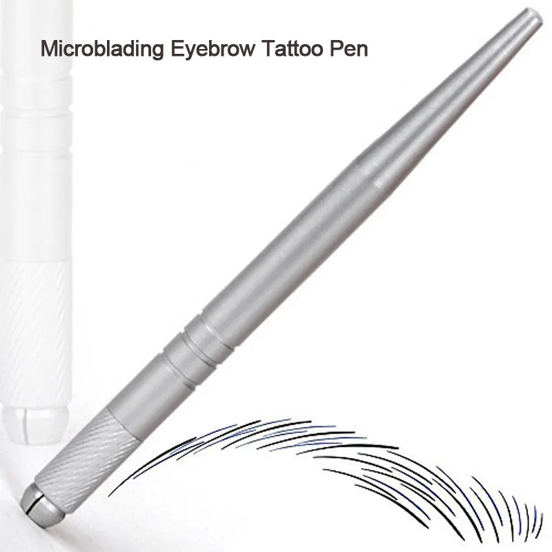 1 Piece High Quality Aluminum Alloy Silver 3D Embroidery Permanent Makeup Eyebrow Pen Professional Manual Tattoo pen