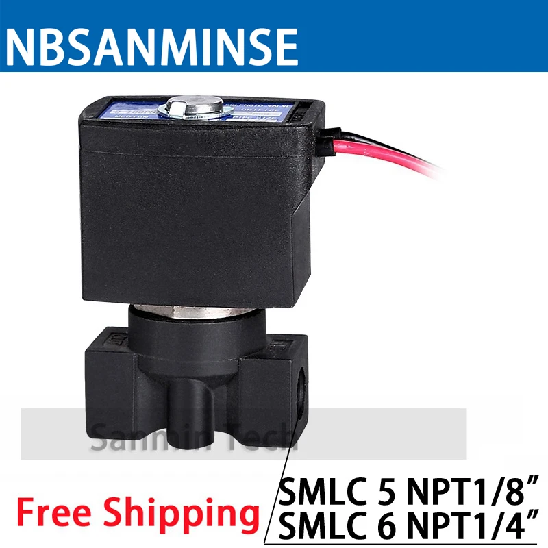 SMLC5 SMLC6 Water Dispenser Plastic Solenoid Valve Normally Closed 2 Way 1/8 1/4 Pneumatic Solenoid Valve NBSANMINSE