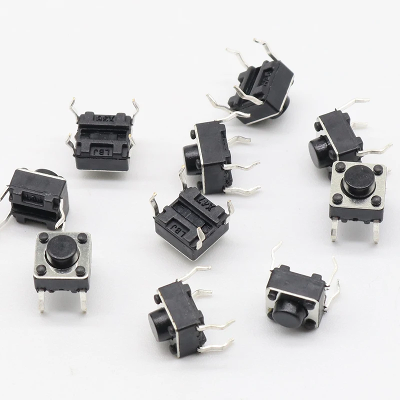 50pcs/lot 6x6x5MM 4PIN G90 Tactile Tact Push Button Micro Switch Direct Self-reset DIP Top Copper Russia