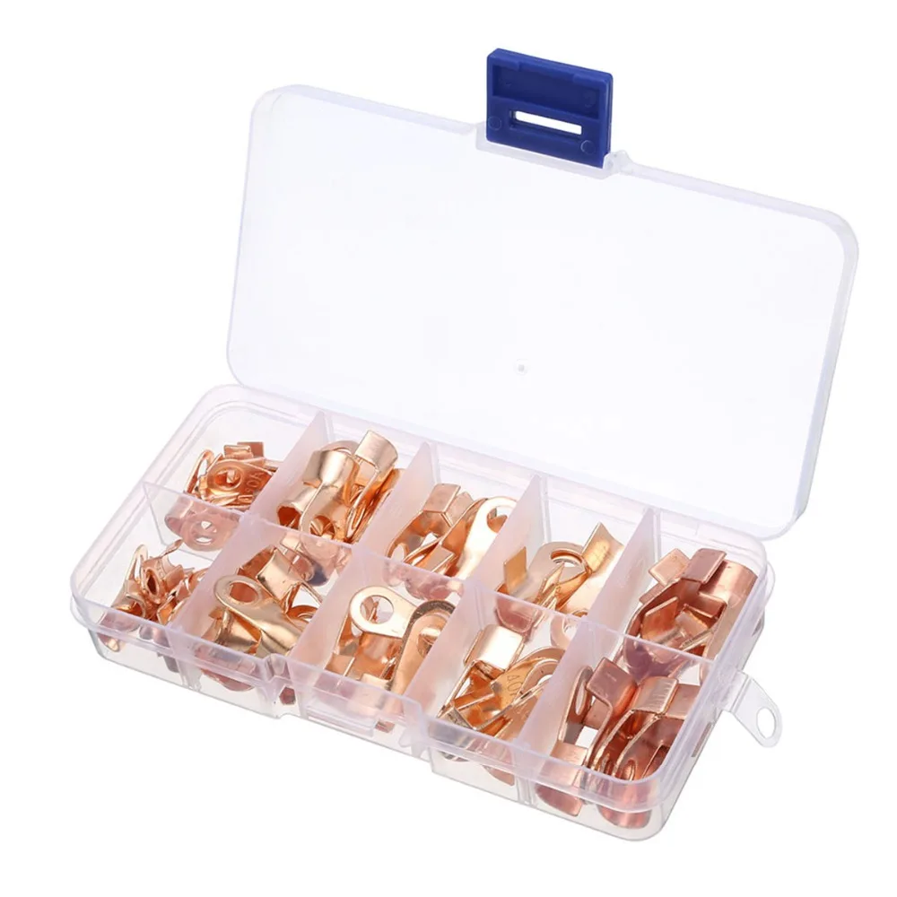 70pcs/Lot Copper Battery Cable Connector Terminal Open Lugs Wire Terminals OT 10/20/30/40/50A