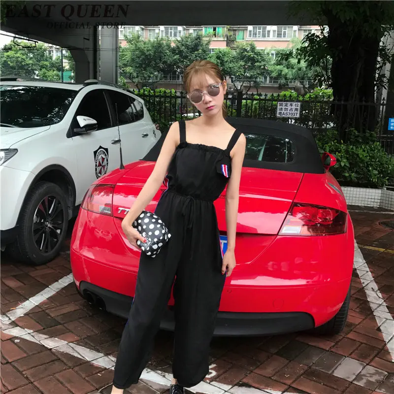 Mới Đến jumpsuit phụ nữ mùa hè 2018 mới của hàn quốc áo liền quần bên sọc mắt cá chân chiều dài jumpsuit phụ nữ thanh lịch NN0611 YQ