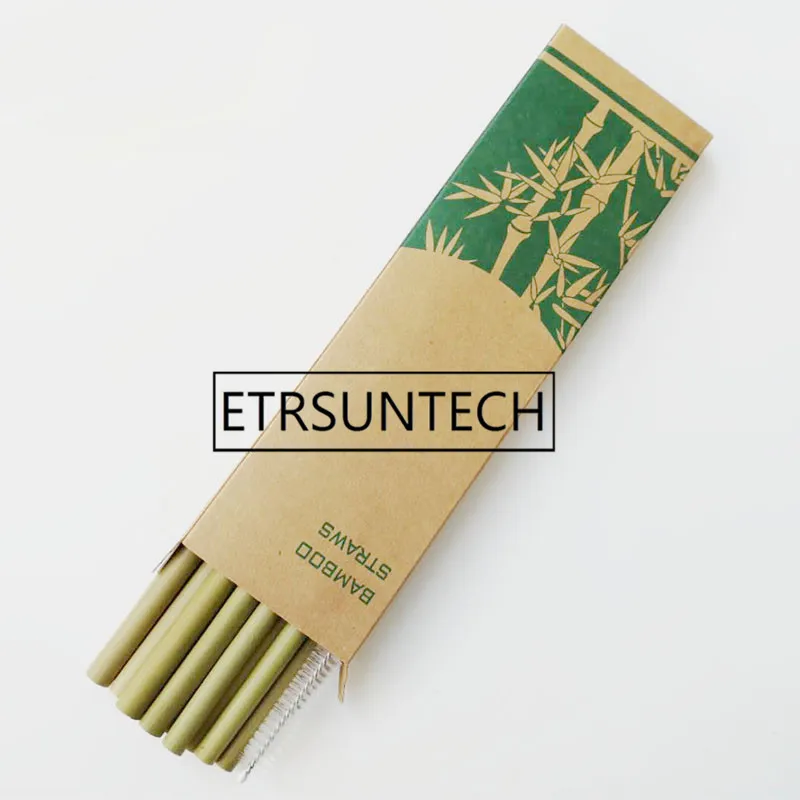 100sets Bamboo Straws Sets Reusable Eco Friendly Handcrafted Natural Bamboo Drinking Straws and Cleaning Brush