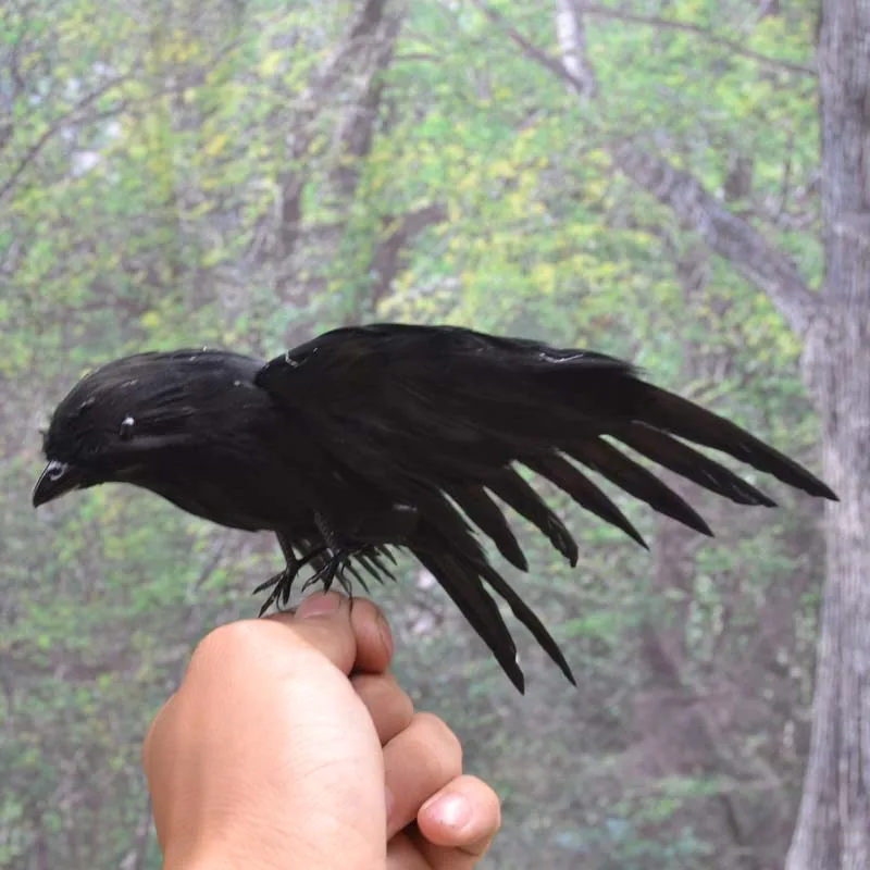 new simulation black crow toy polyethylene & furs wings crow doll gift about 15cm 2323