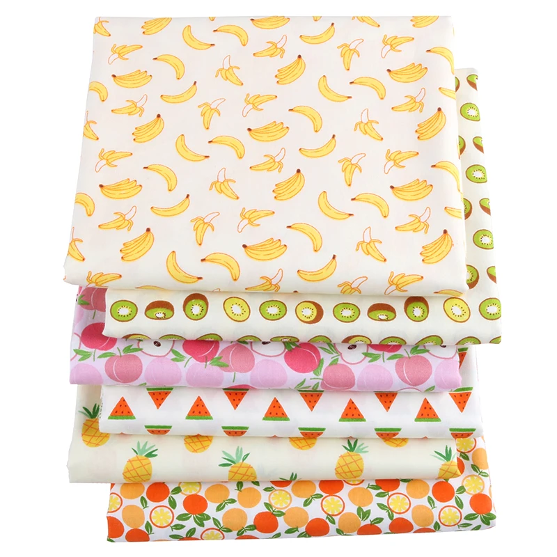 Nanchuang 6Pcs/Lot Fruit Series Cotton Fabric Patchwork Cloth For Quilting Tissue Needlework Materials For Baby&Children 20x25cm