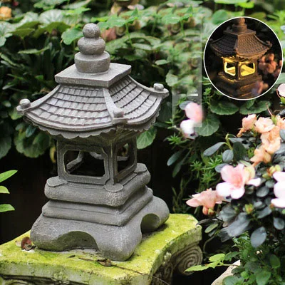 Imagem -02 - Lâmpada Solar de Resina para Pátio ao ar Livre Lanternas Estilo Japonês Lanterna para Palácio Luzes de Paisagem Decoração de Jardinagem Zen