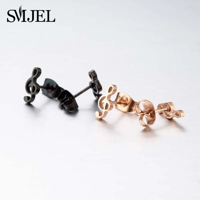 SMJEL Mini Music Earrings Stainless Steel Lovely Small Ear Studs for Women Charm Musical Note Earring Jewelry gift Brincos Mujer