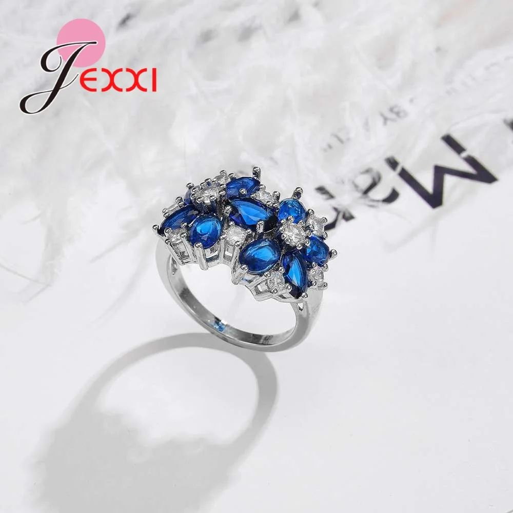 Best Quality Luxury 925 Sterling Silver Beautiful Flowers Engagement Wedding Ring With Crystal Women Fashion Anel Bijoux