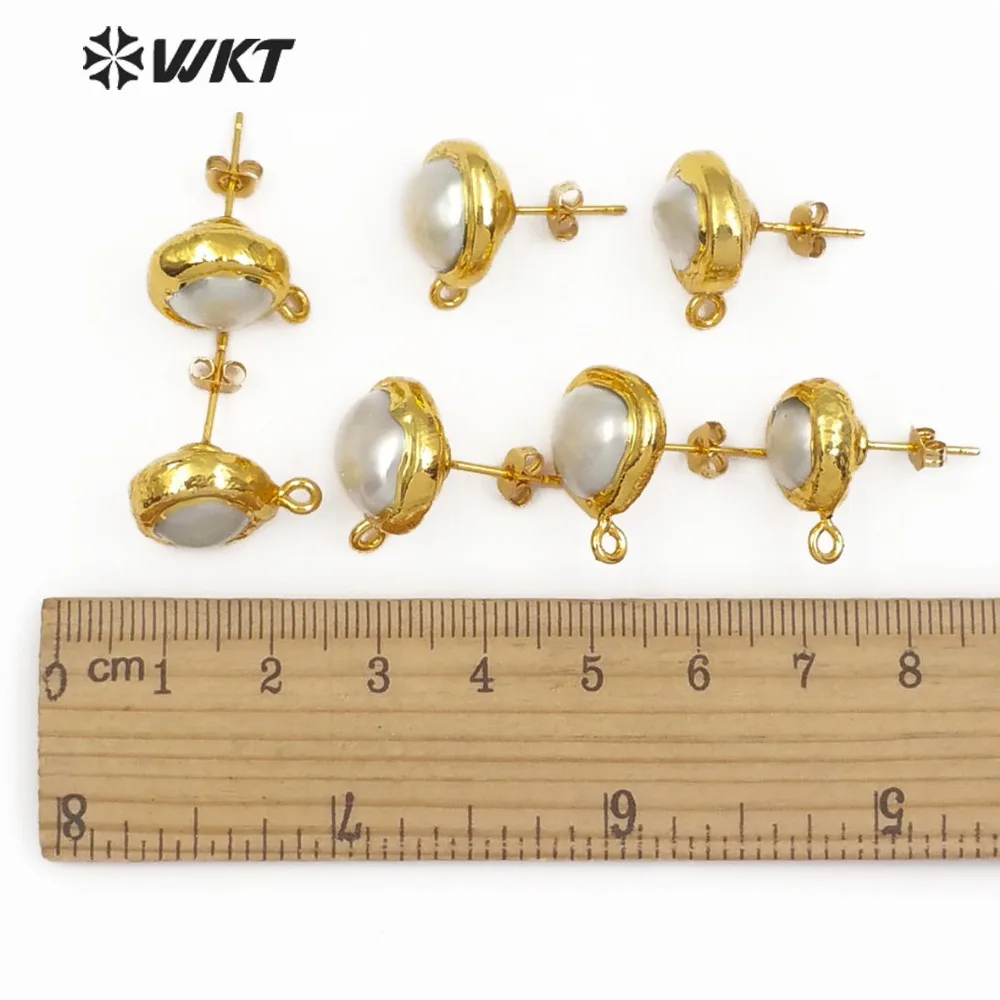 JF301 Natural Freshwater Pearl Earring Finding 10MM Round  Shape Pearl For Women Making Dainty Jewelry Earring Back