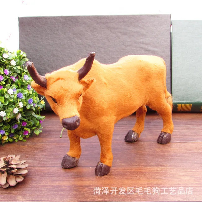 lovely simulation cattle toy cute imitate handicraft yellow cattle doll gift about 26x10x17cm